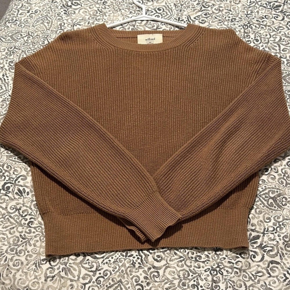 Wilfred Brown Ribbed Crewneck Sweater Size Small